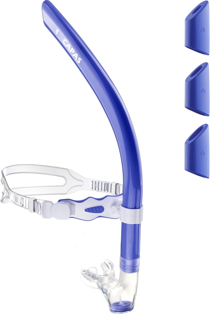 Capas Training Swim Snorkel for Lap Swimming, Swivel Headband Ultimate Fit Center-Mount Swimmers Snorkel with Liquid Silicone Mouthpiece Adjustable Strap, Designed for Adult Men Women - Image 1